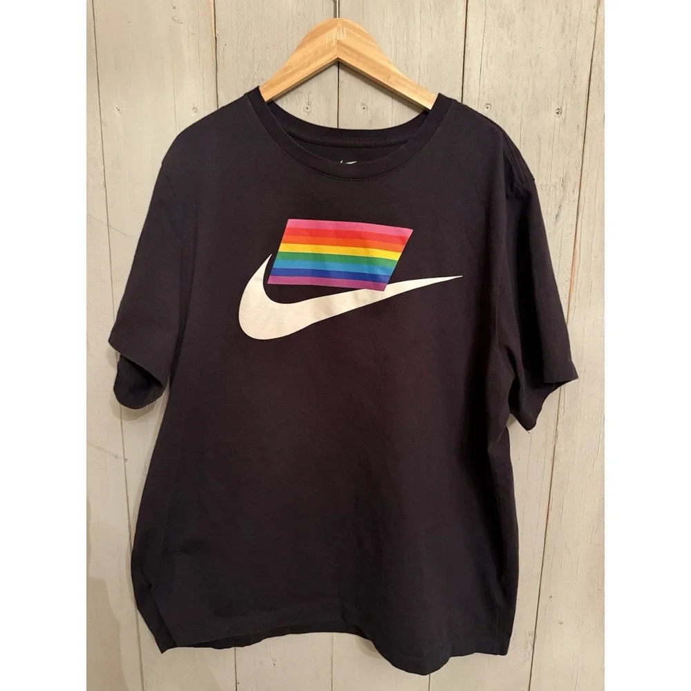 Nike BeTrue Gay‎ Pride LGBTQ MultiColor Rainbow Flag Tee Shirt Men XXL B6